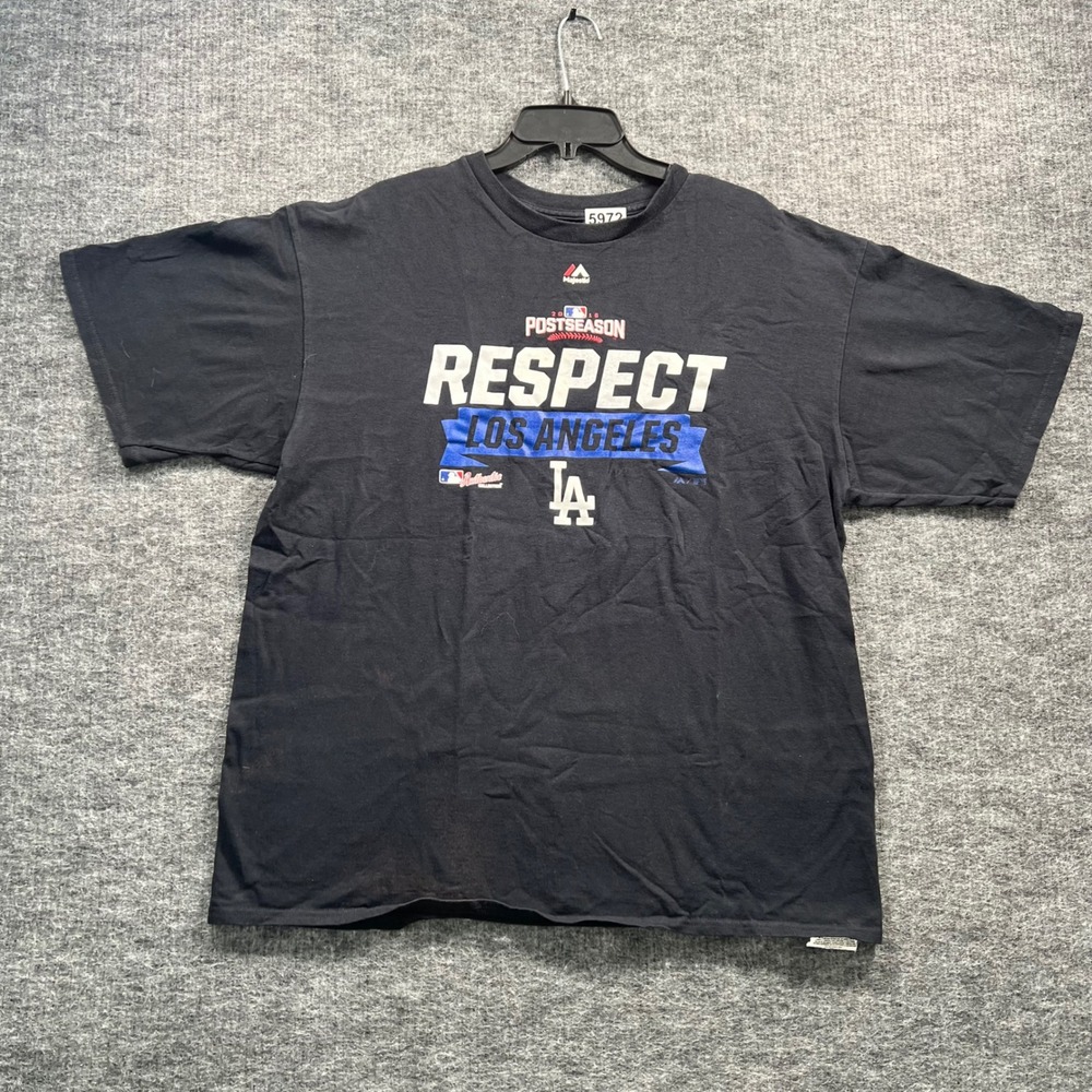 Majestic Los Angeles Dodgers 2018 Postseason Respect T-Shirt Mens XL Black MLB